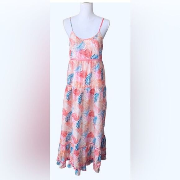 AMERICA & BEYOND POM‎ POM TASSEL DETAILS SUNDRESS MAXI SIZE XL - Picture 1 of 6